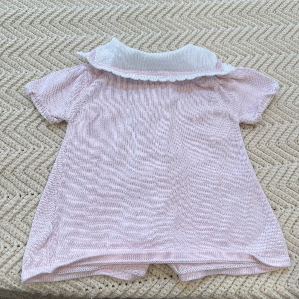Hartstrings Sweater Baby‎ Girls 9 Mos Light Pink Cotton Button Up Preppy Y2K VTG